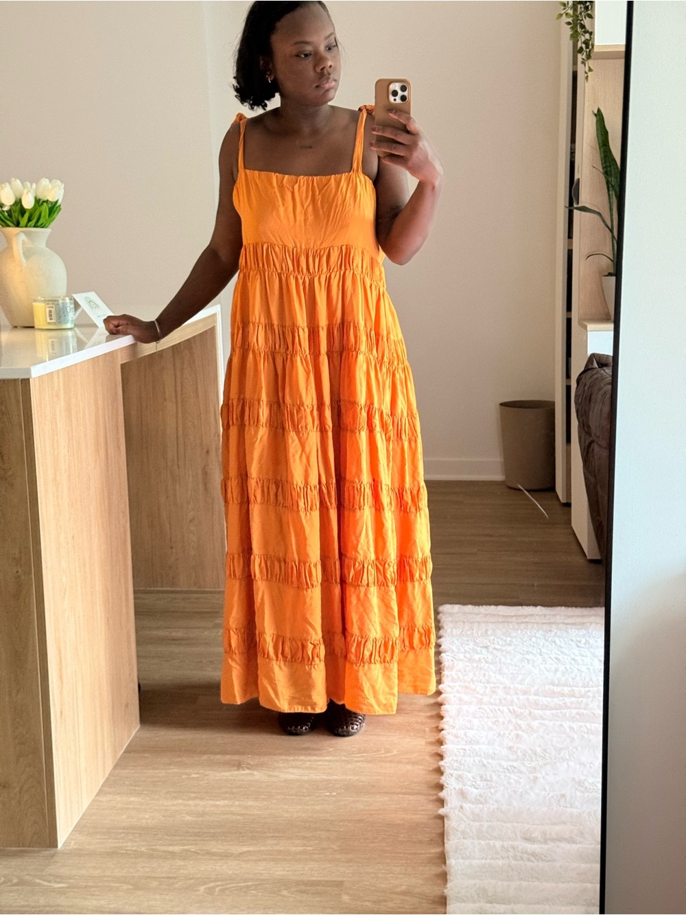 DISSH Orange Tiered Maxi Sundress